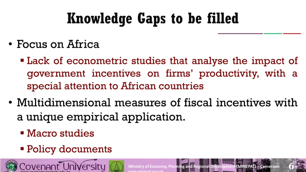 knowledge gaps to be filled