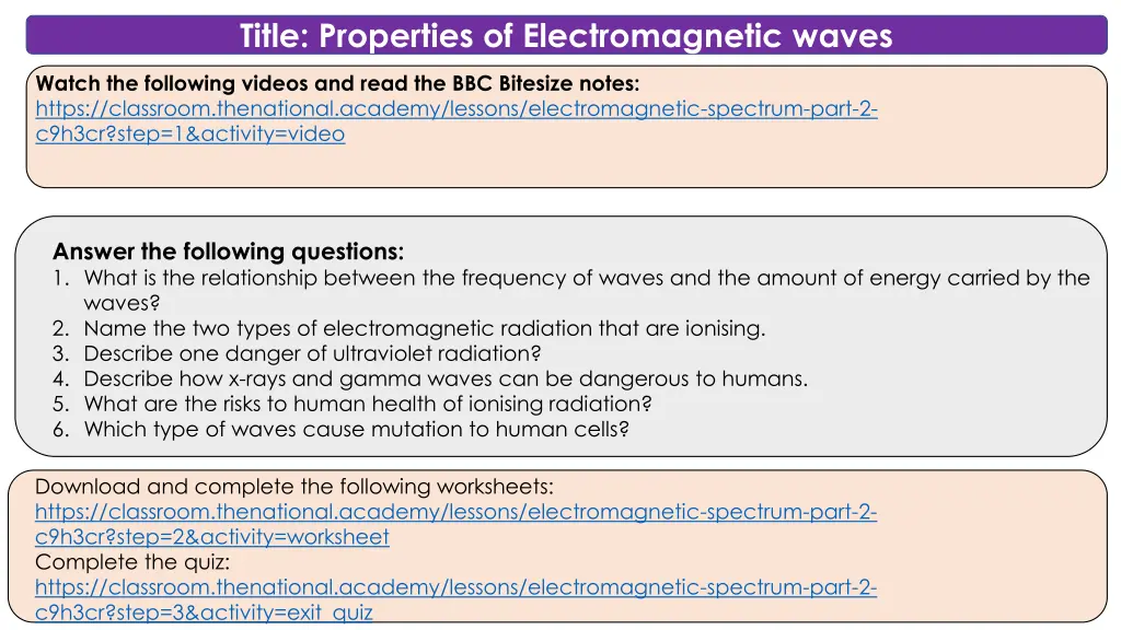 title properties of electromagnetic waves