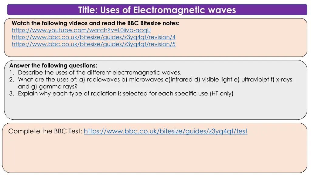 title uses of electromagnetic waves