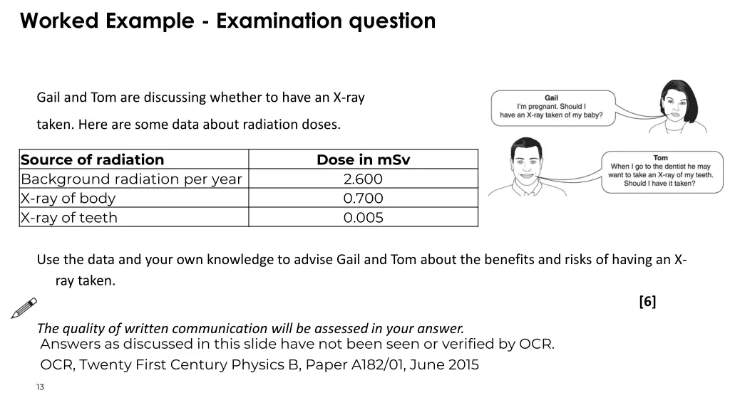 worked example examination question