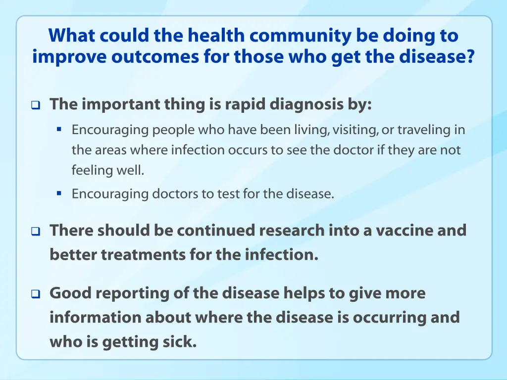what could the health community be doing