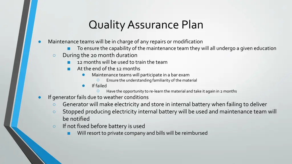 quality assurance plan