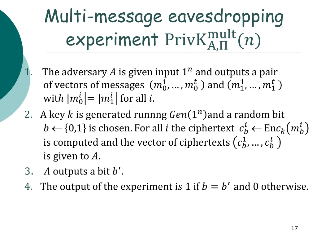 multi message eavesdropping experiment privk a