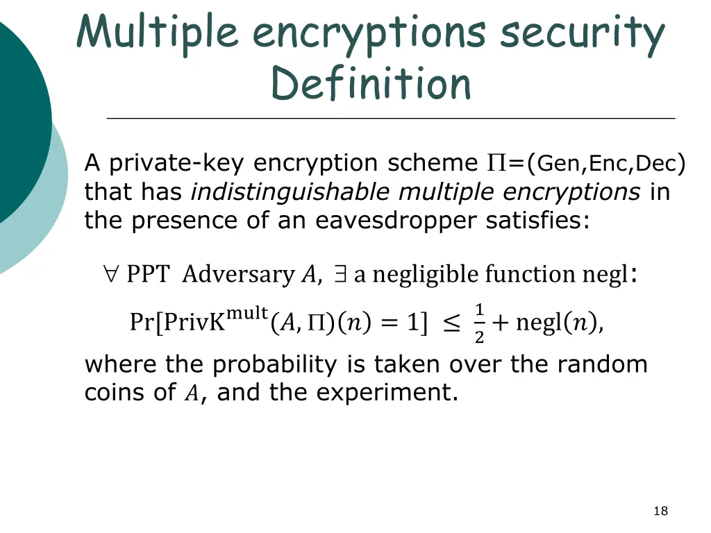 multiple encryptions security definition