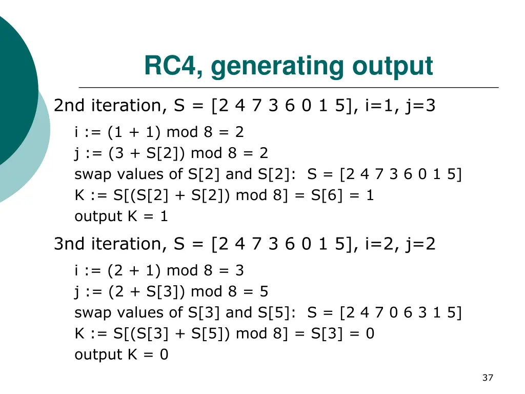 rc4 generating output 1