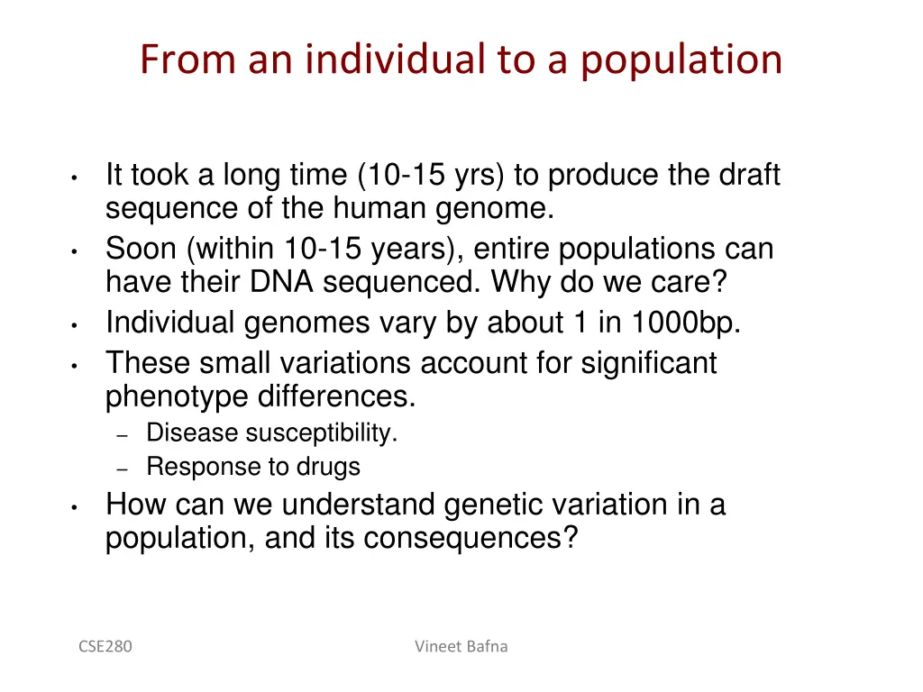 from an individual to a population