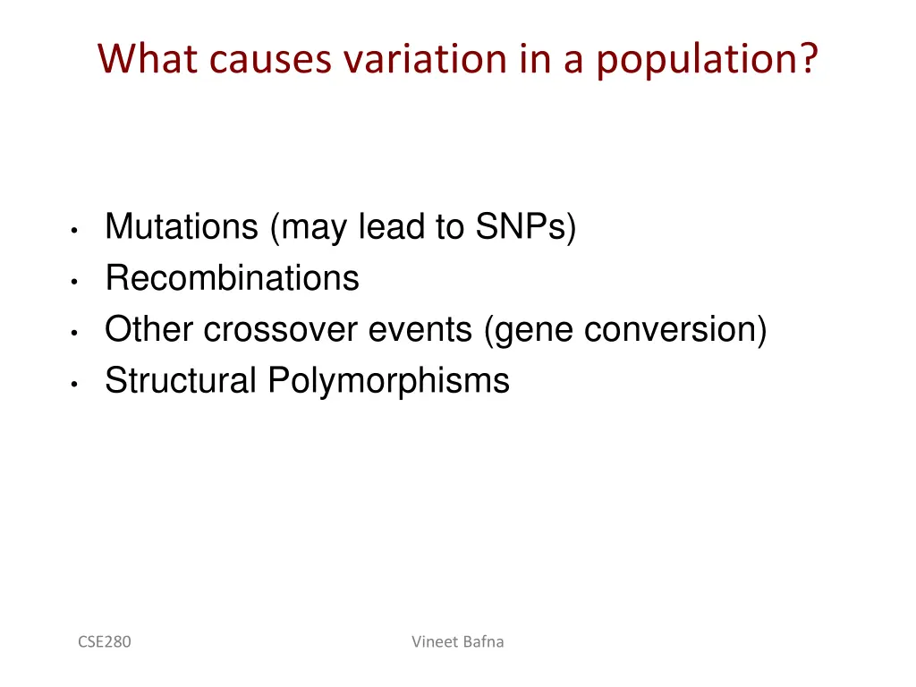what causes variation in a population