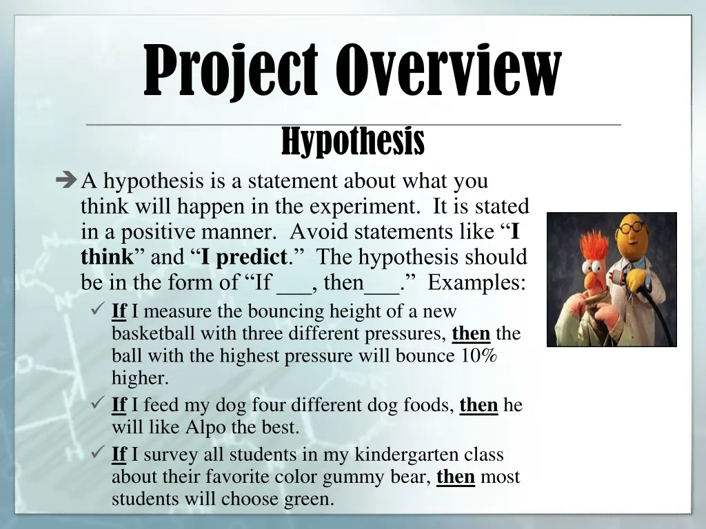 project overview hypothesis