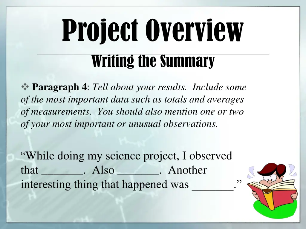 project overview writing the summary 4