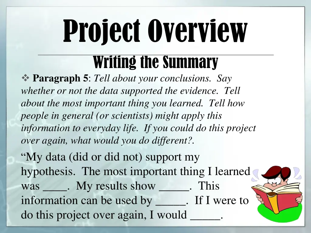 project overview writing the summary paragraph