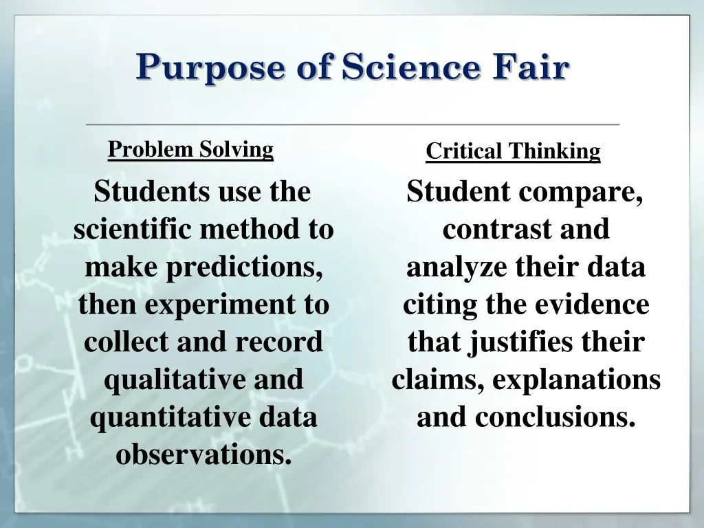 purpose of science fair