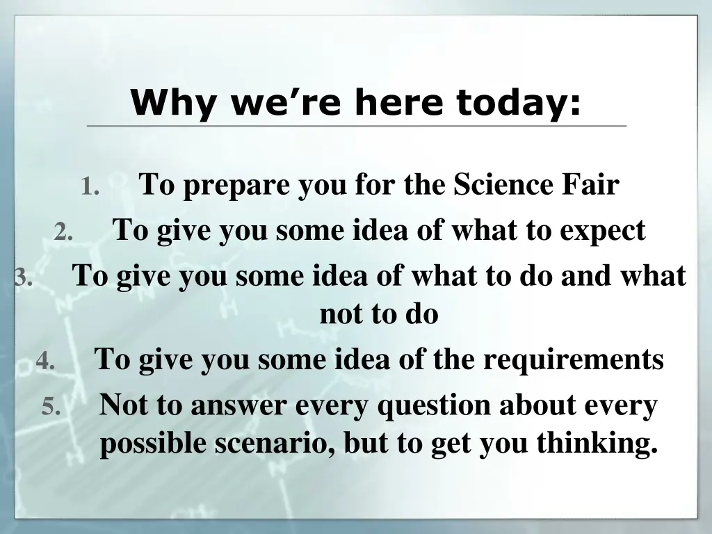why we re here today