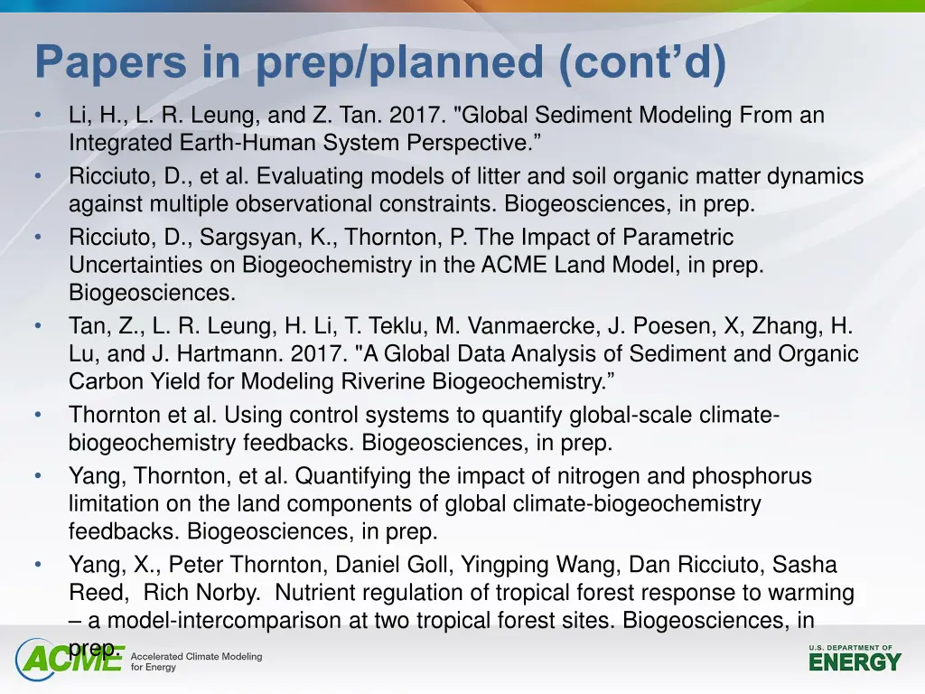 papers in prep planned cont d