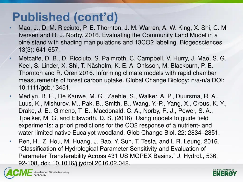 published cont d mao j d m ricciuto p e thornton