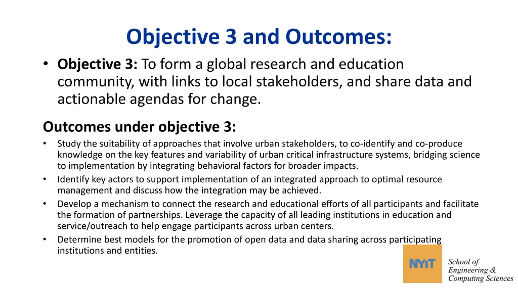 objective 3 and outcomes objective 3 to form