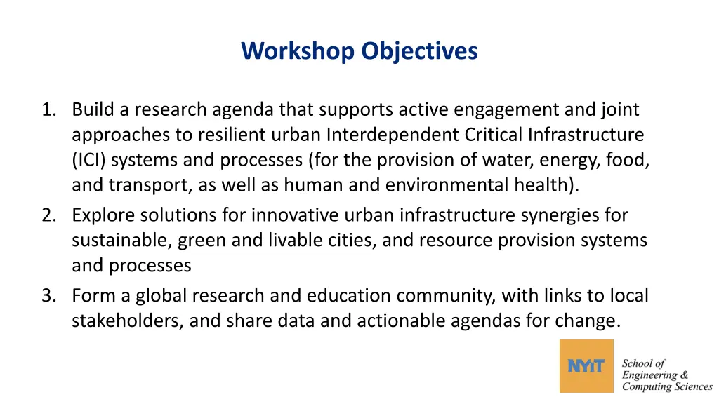 workshop objectives