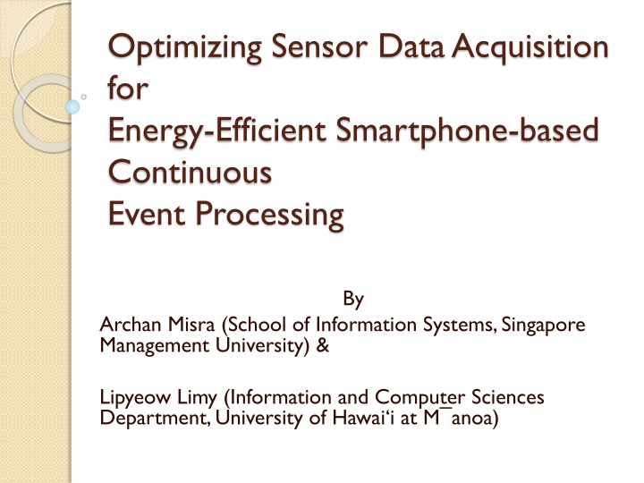 optimizing sensor data acquisition for energy