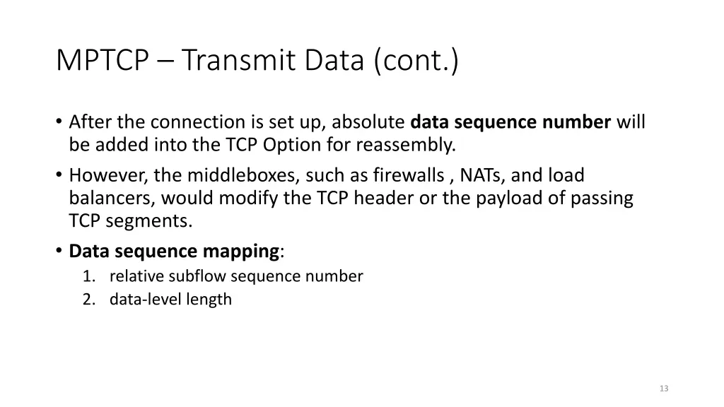 mptcp transmit data cont