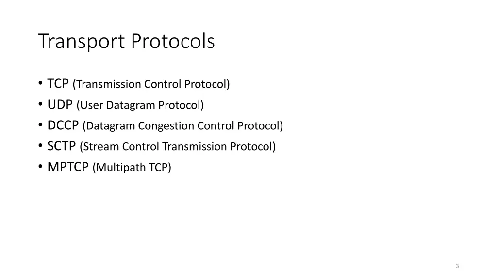 transport protocols