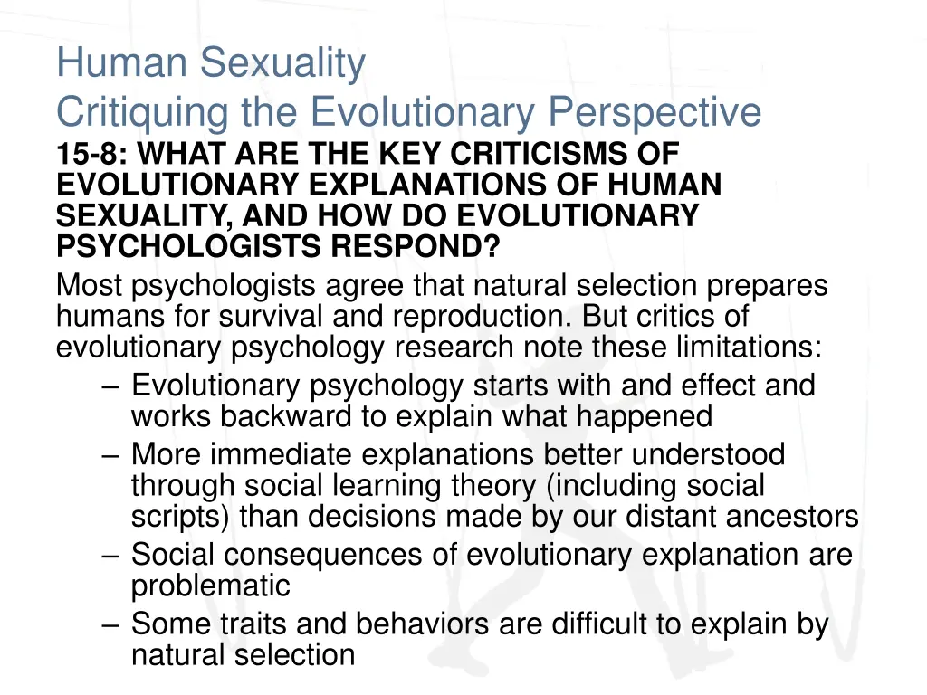 human sexuality critiquing the evolutionary