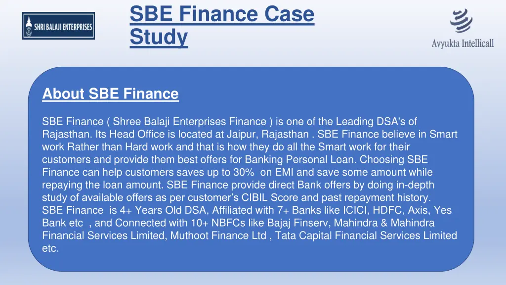 sbe finance case study