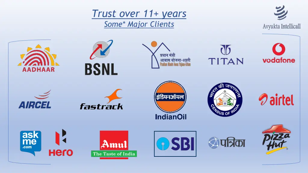 trust over 11 years some major clients