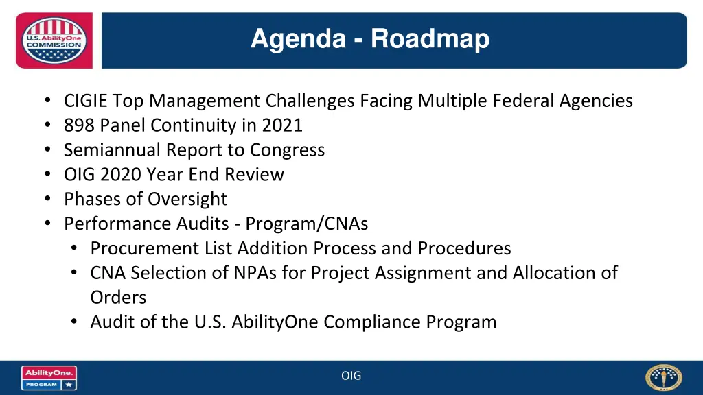 agenda roadmap