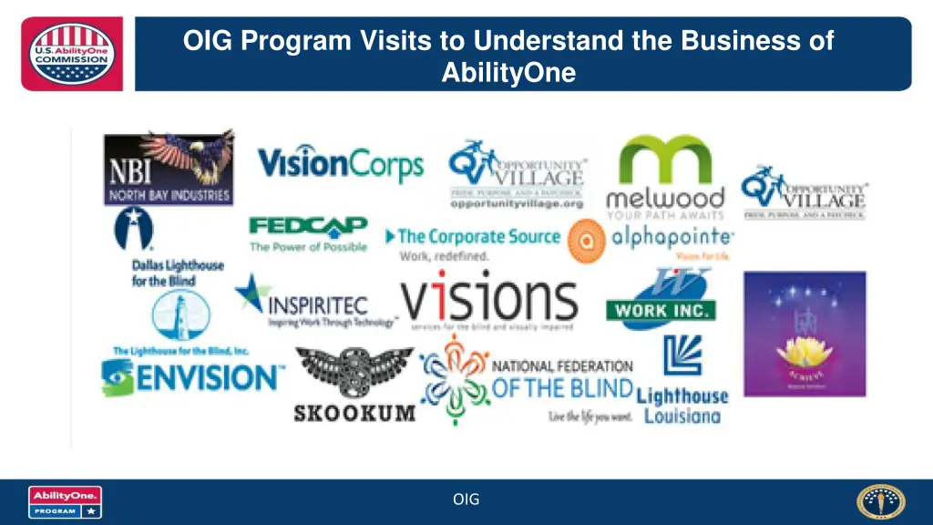 oig program visits to understand the business