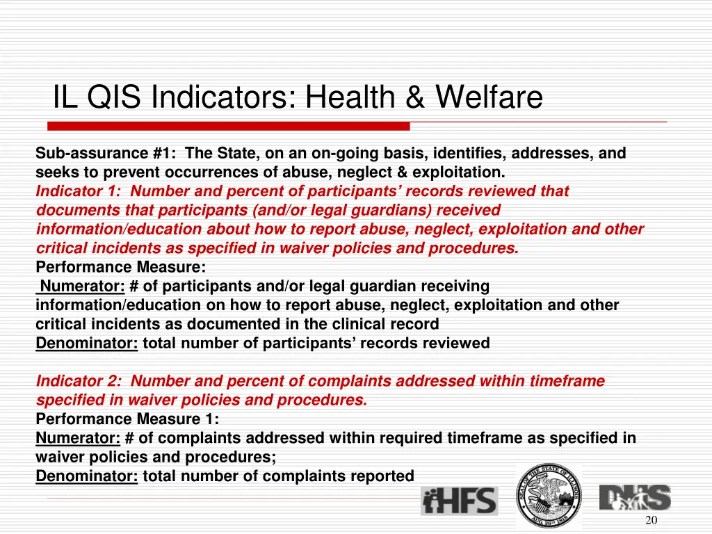 il qis indicators health welfare