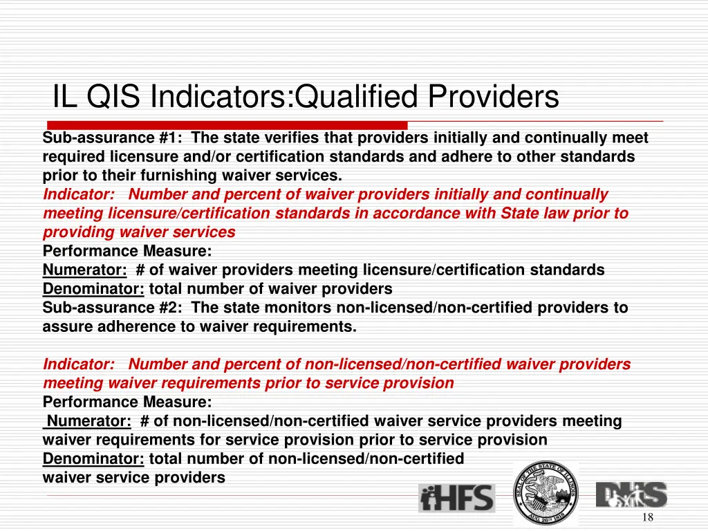 il qis indicators qualified providers