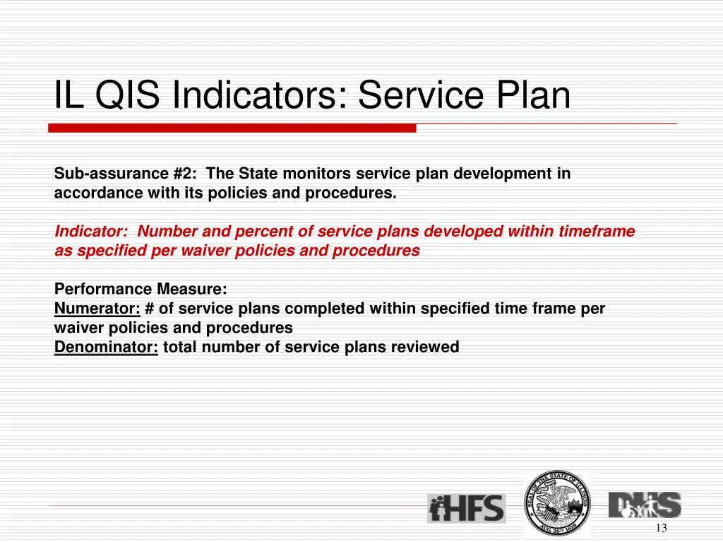 il qis indicators service plan 1