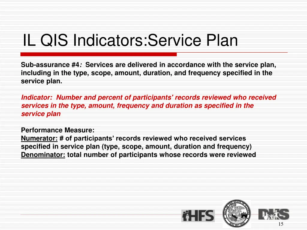 il qis indicators service plan 3