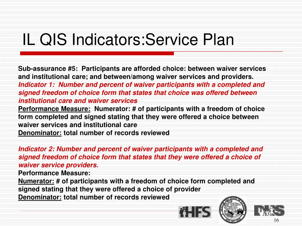 il qis indicators service plan 4