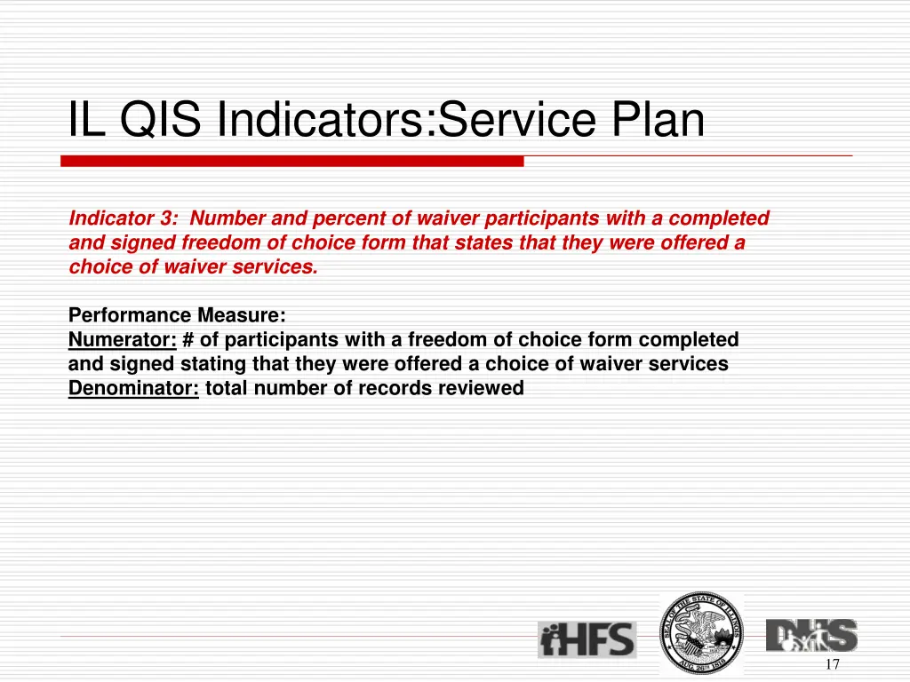 il qis indicators service plan 5