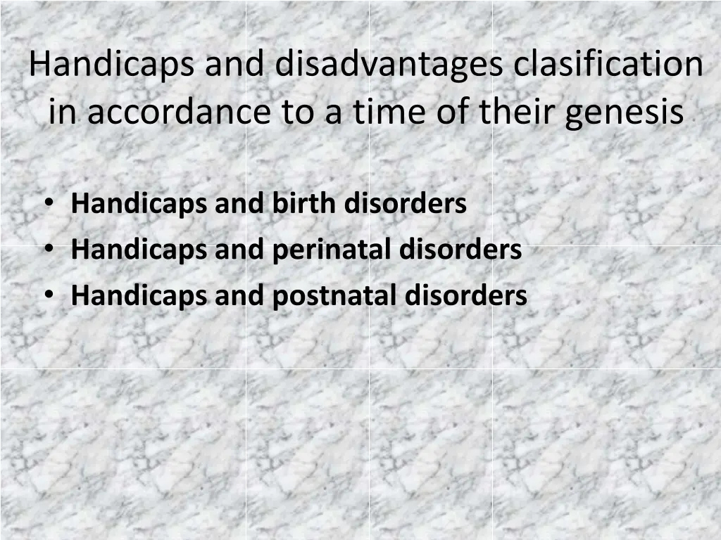 handicaps and disadvantages clasification 2