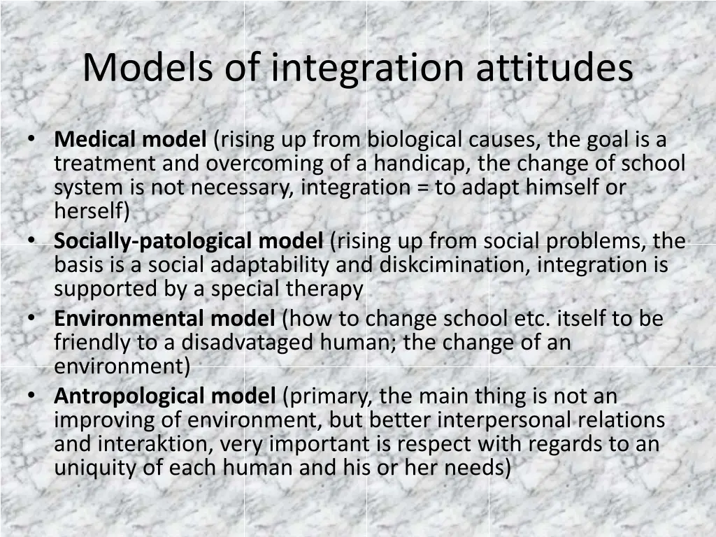 models of integration attitudes