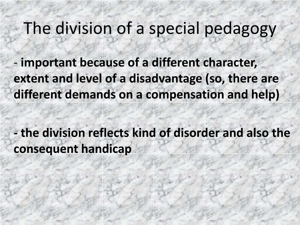 the division of a special pedagogy