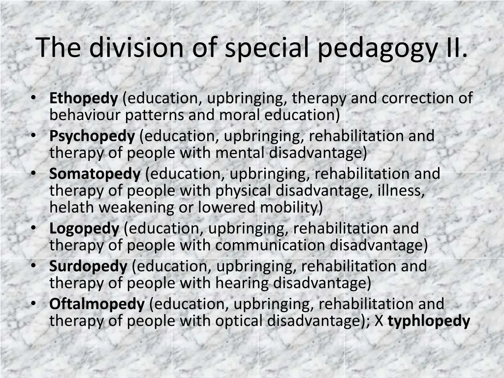 the division of special pedagogy ii