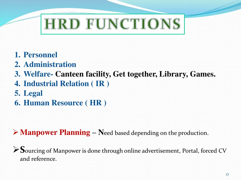 hrd functions