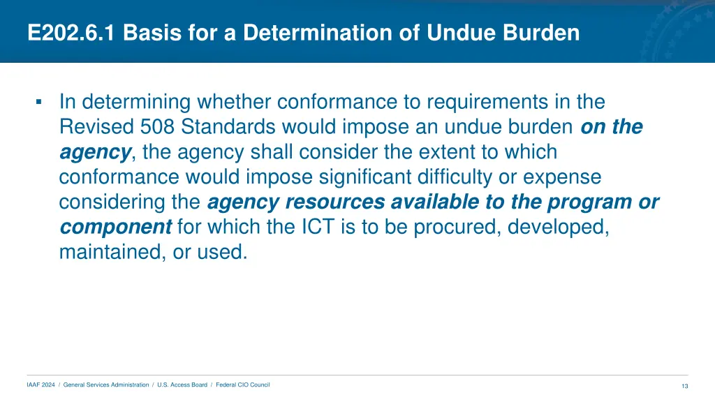 e202 6 1 basis for a determination of undue burden