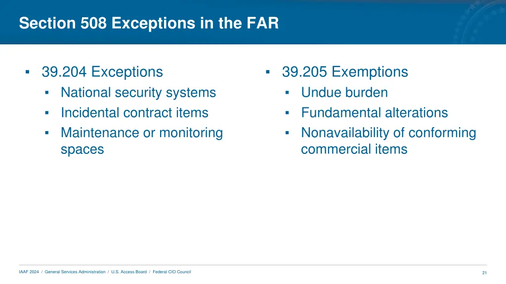 section 508 exceptions in the far