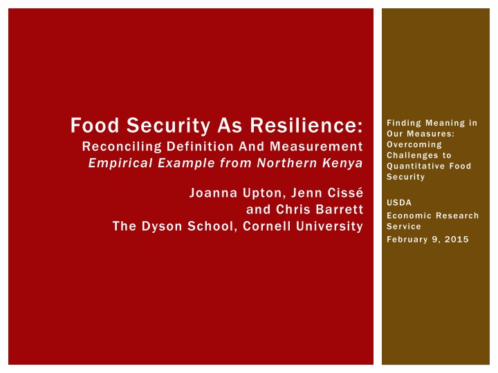 food security as resilience reconciling