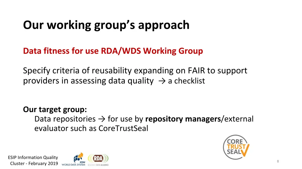 our working group s approach 3