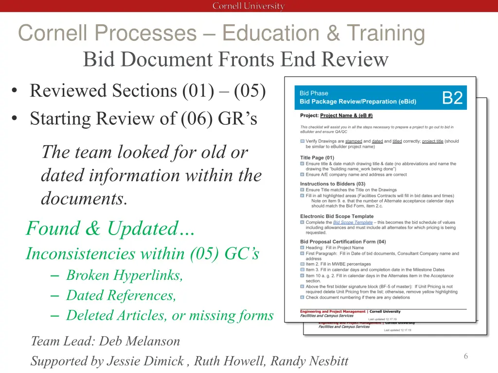 cornell processes education training bid document
