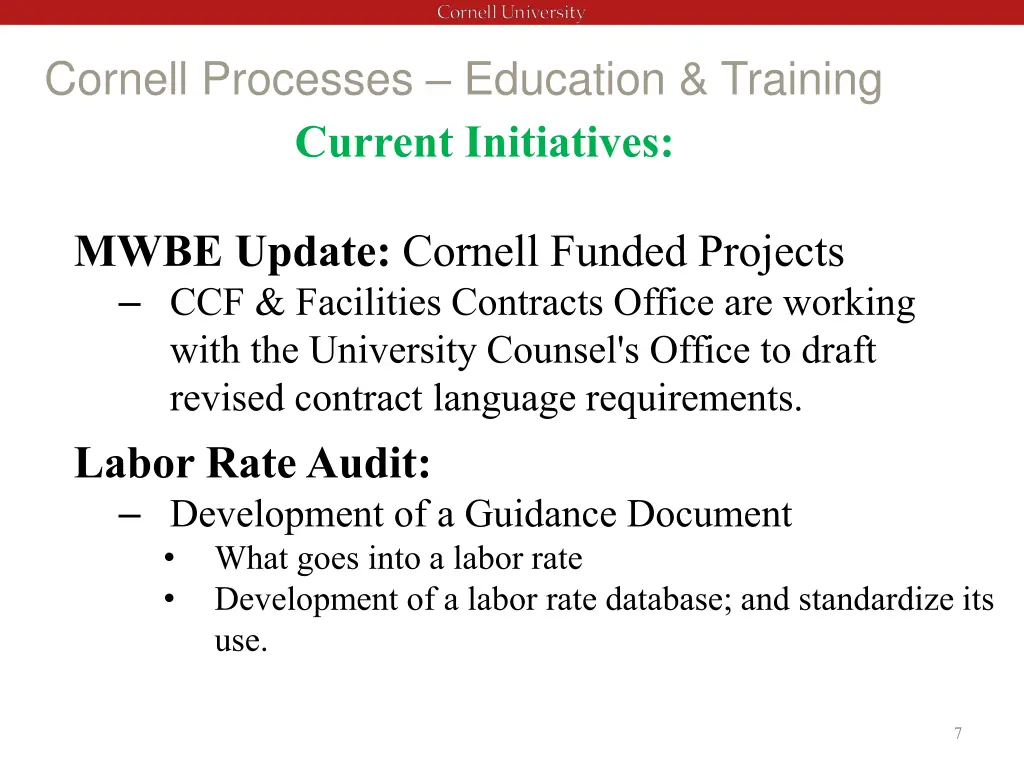 cornell processes education training current