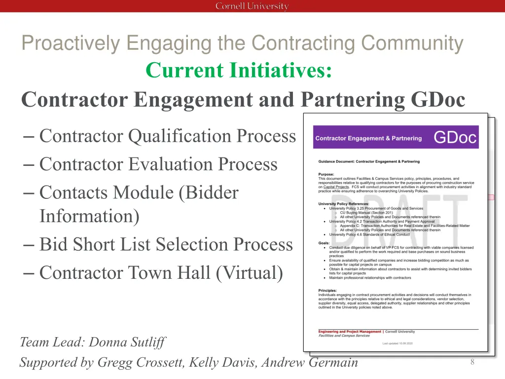 proactively engaging the contracting community