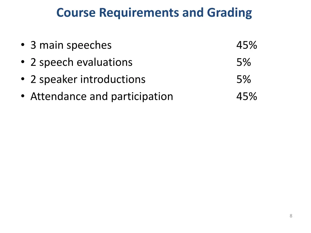 course requirements and grading