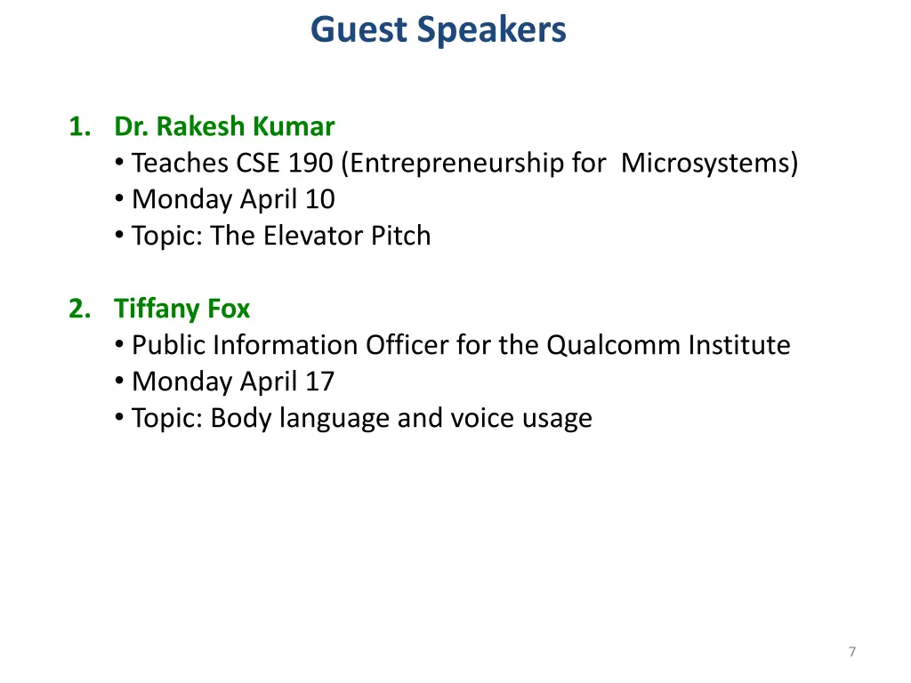 guest speakers