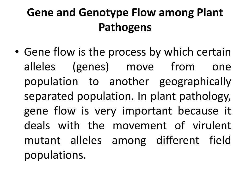gene and genotype flow among plant pathogens