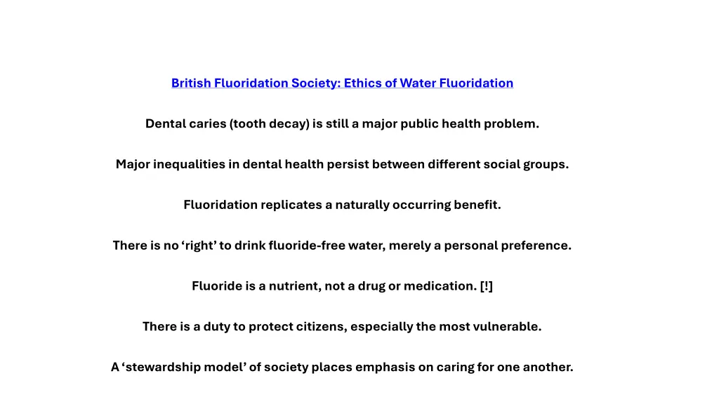 british fluoridation society ethics of water